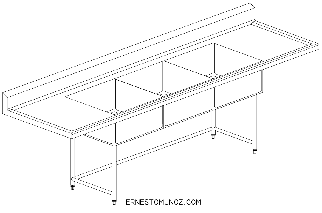 FREGADERO PARA LOZA 230 - 3 TARJAS