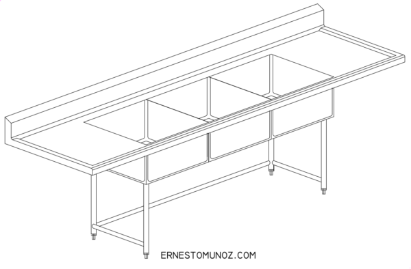 FREGADERO PARA LOZA 230 - 3 TARJAS