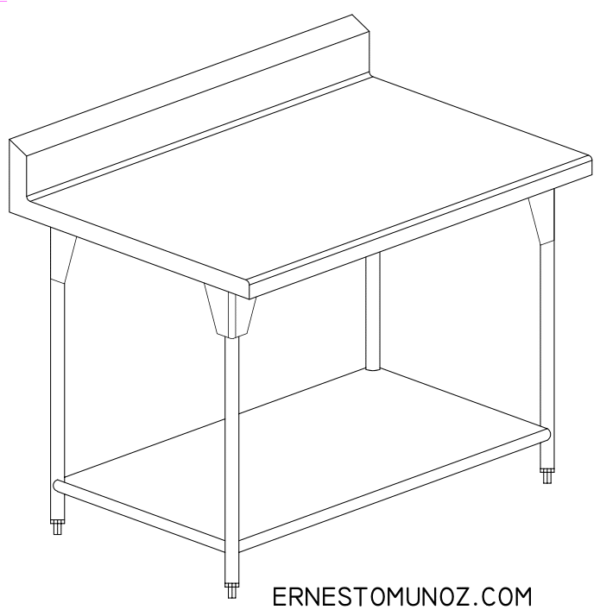 MESA DE TRABAJO A MURO CON ENTREPAÑO 120