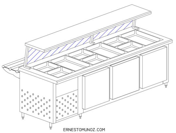 BARRA DE SERVICIO REFRIGERADA 6 INSERTOS ENTEROS 210 - Image 2